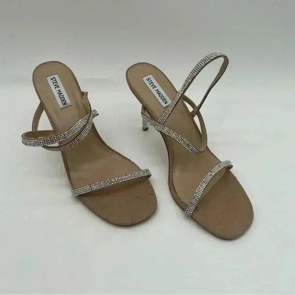 Steve Madden Snappy Crystal Strap Heeled Sandals - Size 11 - Holiday Glam - Picture 2 of 12